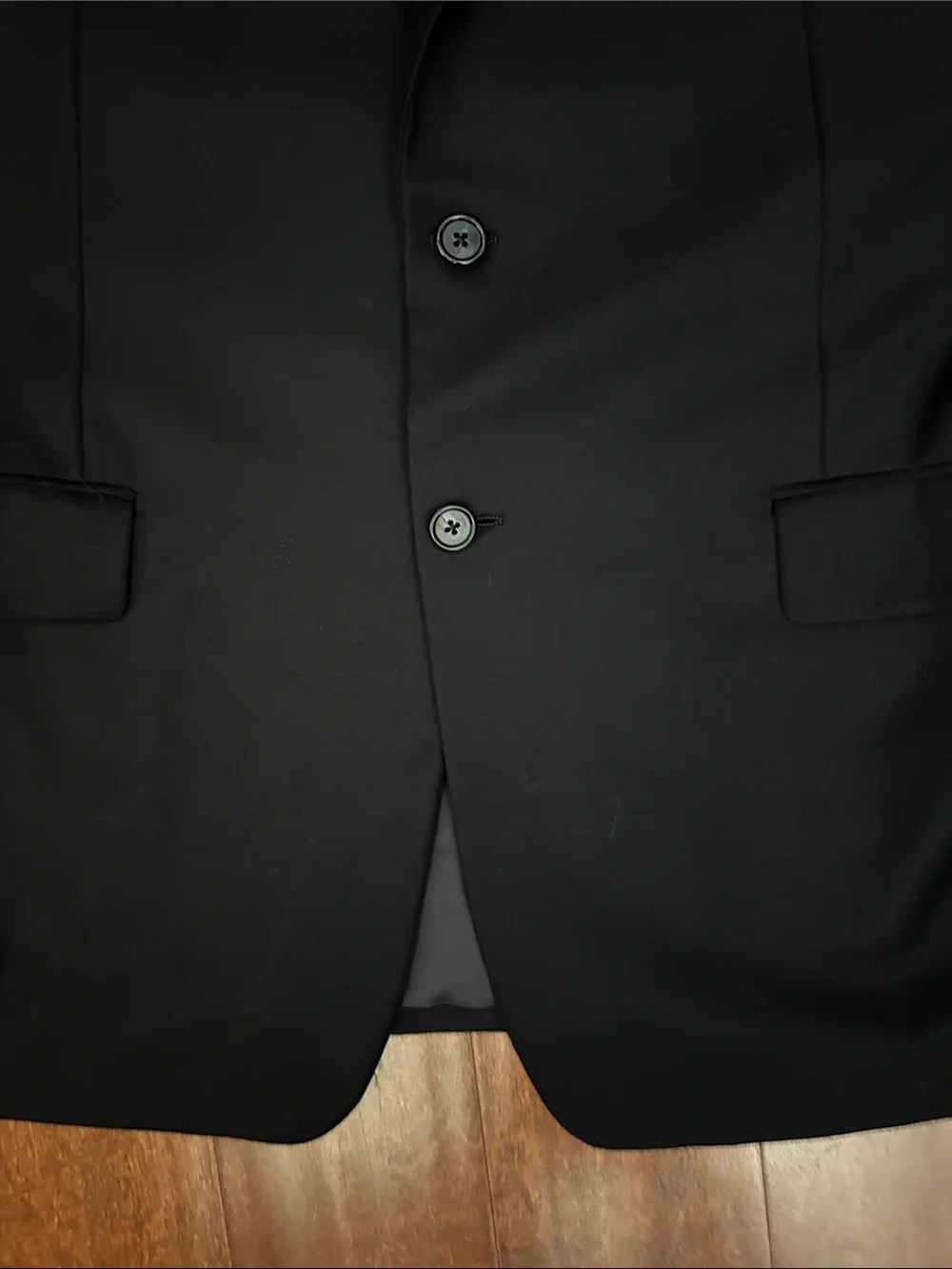 Hickey Freeman Men's 100% Wool Black Two-Button Blazer, Size 42L